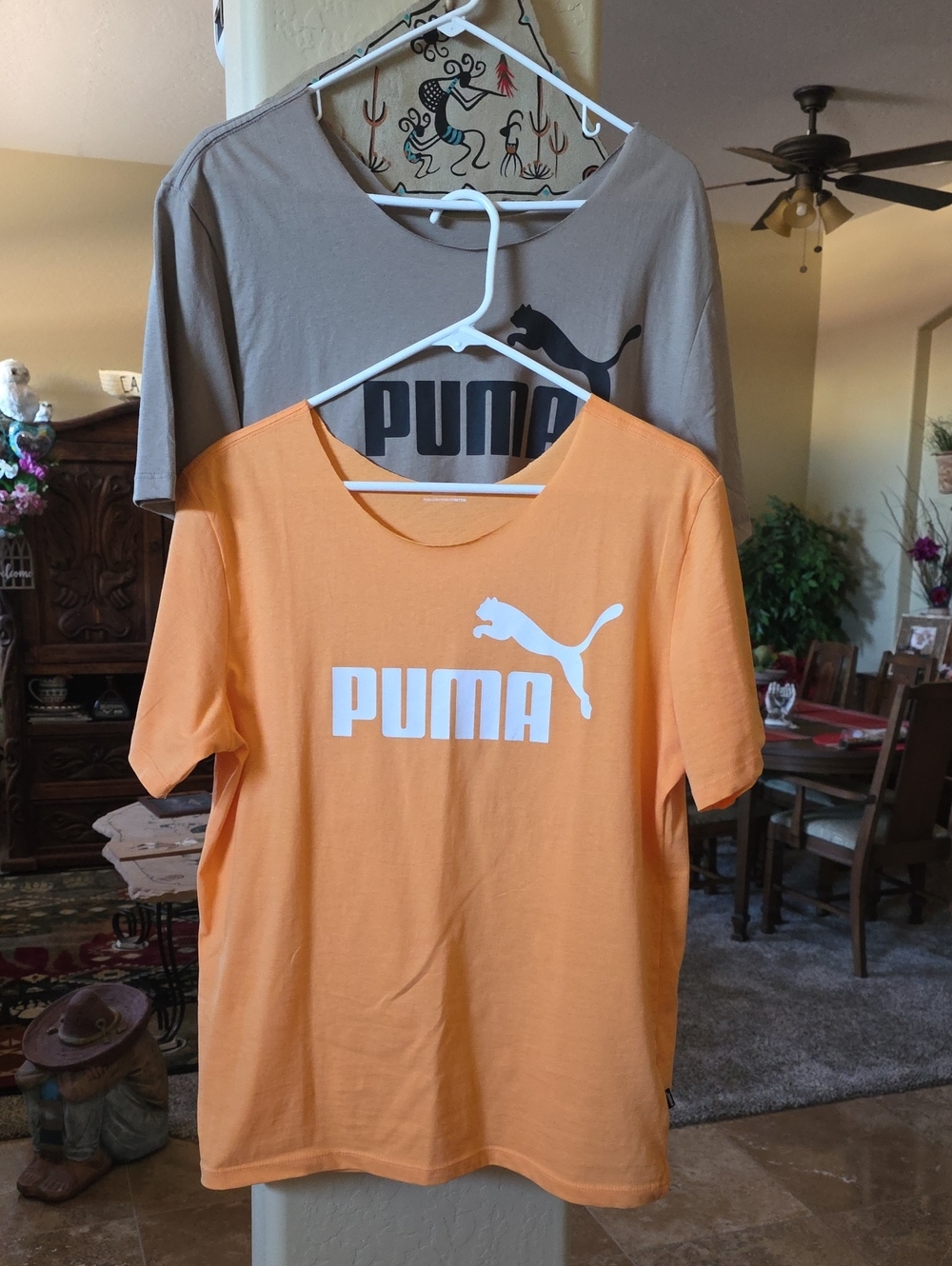 Puma Orange Crew Neck Logo Tee
